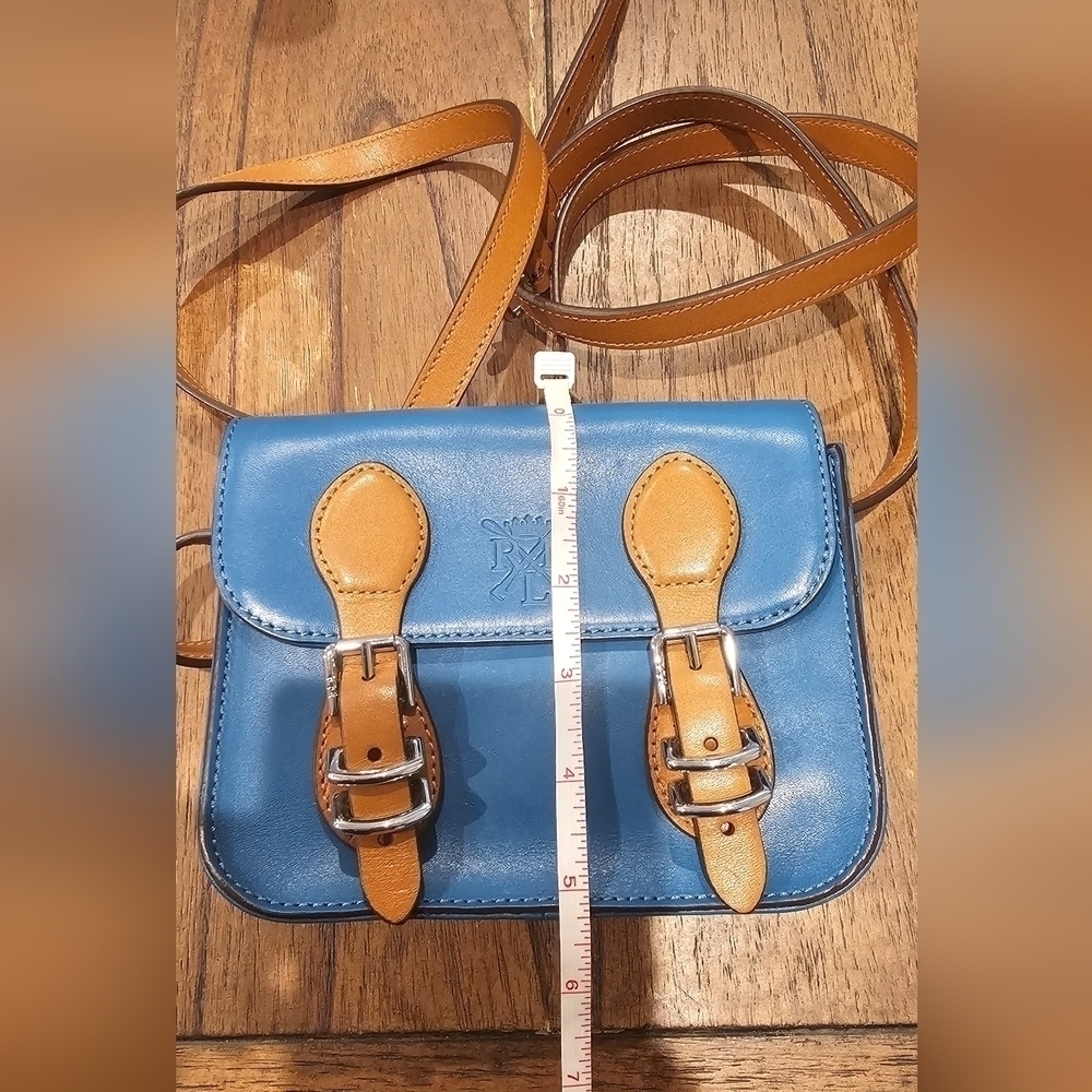 Ralph Lauren Blue Leather Mini Messenger Crossbody Bag - Picture 9 of 15